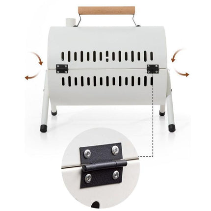 Grillz Charcoal BBQ Portable Grill Camping Barbecue Outdoor Cooking Smoker - White.