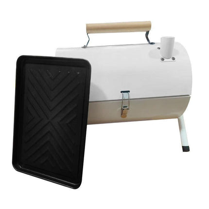 Grillz Charcoal BBQ Portable Grill Camping Barbecue Outdoor Cooking Smoker - White.