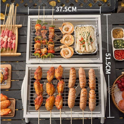 Grillz Charcoal BBQ Portable Grill Camping Barbecue Outdoor Cooking Smoker - Black.
