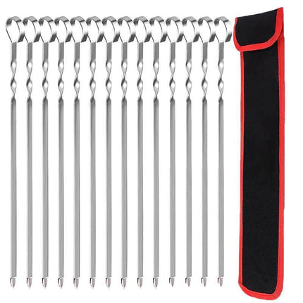 14 Pack Kabob Skewers Premium Flat Metal BBQ Barbecue Skewer Long Stainless.