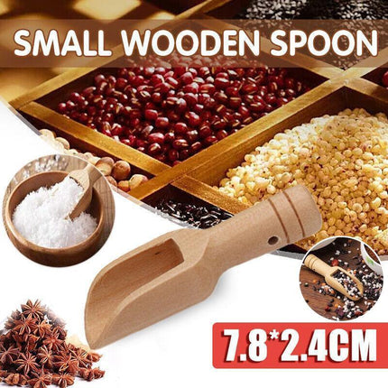 Mini Wooden Scoop Small Kitchen Spoon for Salt Sugar Coffee Spice Tea - 1PC.