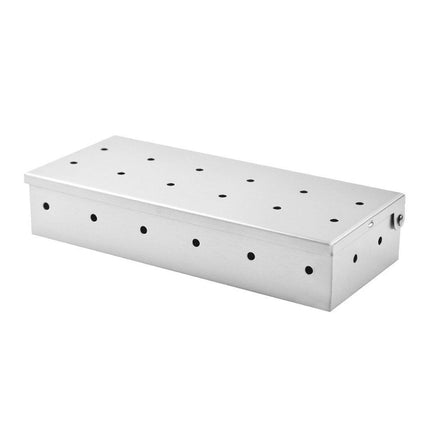 Stainless Steel Smoke Box Barbecue BBQ Smoking Wood Chip Smoker Grill Tool Box.