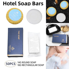 50pcs Hotel Soap Bars for Guesthouse Bathroom Travel Toiletries Set Hotel Use - Round.
