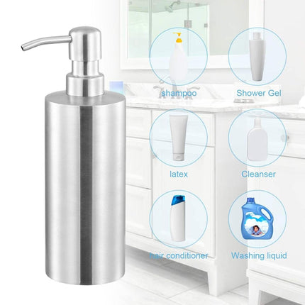 Soap Dispenser 500ml Stainless Steel Pump Silver Bathroom Liquid Container.