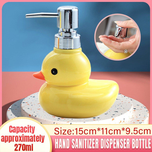 Cartoon Yellow Duck Ceramic Hand Sanitizer Lotion Bottle Press Dispenser Pump.