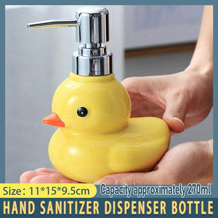 Cartoon Yellow Duck Ceramic Hand Sanitizer Lotion Bottle Press Dispenser Pump.