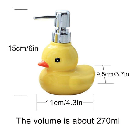 Cartoon Yellow Duck Ceramic Hand Sanitizer Lotion Bottle Press Dispenser Pump.
