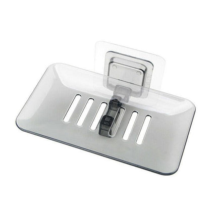 Bathroom Waterfall Tray Holder Soaps Plate Suction Case Containers Dish Storage - Black.