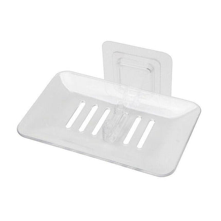 Bathroom Waterfall Tray Holder Soaps Plate Suction Case Containers Dish Storage - White.