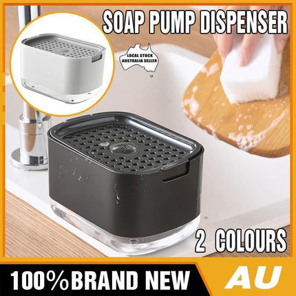 2in1 Soap Dispenser Pump Sponge Holder Countertop Dishwashing Liquid Container - Black.