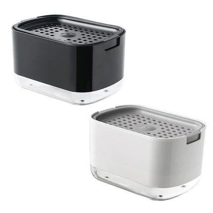 2in1 Soap Dispenser Pump Sponge Holder Countertop Dishwashing Liquid Container - Black.