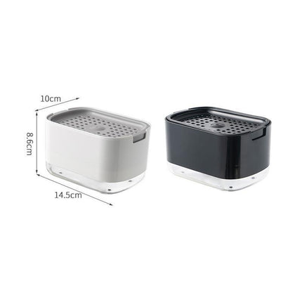 2in1 Soap Dispenser Pump Sponge Holder Countertop Dishwashing Liquid Container - Black.
