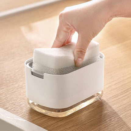 2in1 Soap Dispenser Pump Sponge Holder Countertop Dishwashing Liquid Container - Black.