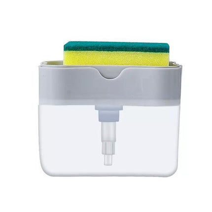 2 In 1 Soap Pump Dispenser Sponge Holder Dish Washing Liquid Container Kitchen - White.