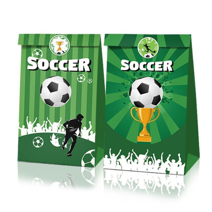 Fashion Football Sport Gift Bags Green Kraft Paper Sticker Set Party Favor Bags - 2sets-LB153.