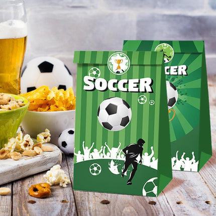 Fashion Football Sport Gift Bags Green Kraft Paper Sticker Set Party Favor Bags - 2sets-LB153.