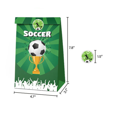 Fashion Football Sport Gift Bags Green Kraft Paper Sticker Set Party Favor Bags - 2sets-LB153.