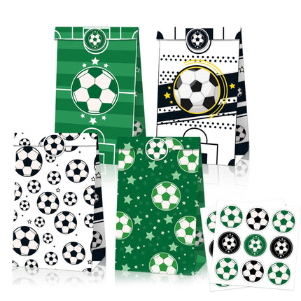 Fashion Football Sport Gift Bags Green Kraft Paper Sticker Set Party Favor Bags - 2sets-LB153.