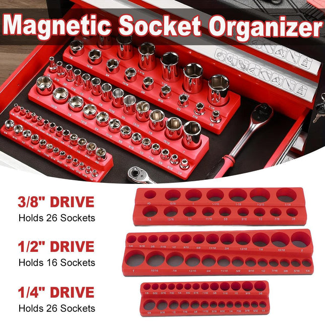 Plastic Socket Storage Rack Tool Organizer for Metric and Imperial Sockets.
