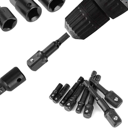 8PCS Power Drill Socket Adapter Extension Set Impact Nut Driver Hex Bit Tool Kit.