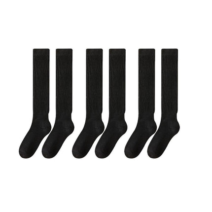 3Pairs Warm Calf Socks Stack Stockings Winter Fall Over Knee High Thick Socks Set - Black.