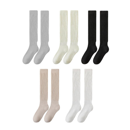 3Pairs Warm Calf Socks Stack Stockings Winter Fall Over Knee High Thick Socks Set - White.