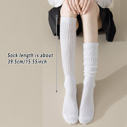 3Pairs Warm Calf Socks Stack Stockings Winter Fall Over Knee High Thick Socks Set - White.