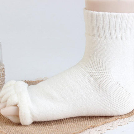 1 Pair Yoga Massage Socks Toe Separator Foot Alignment & Pain Relief - Beige.