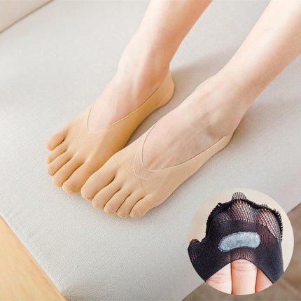Five Finger Toe Socks Women Invisible Ankle Cut No Show Liner Low Cut Packs - Black 6 Pairs.