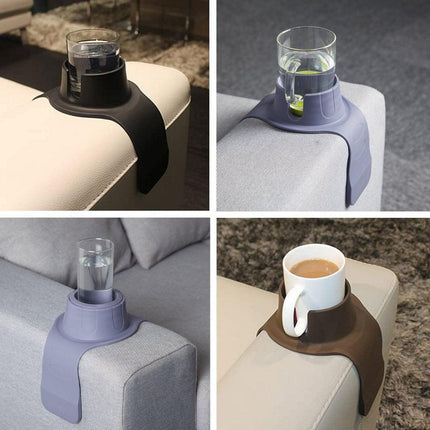 Couch Cup Holder Silicone Drink Coaster Tray Sofa Armrest Stand Car Cup Holder - Coffee.