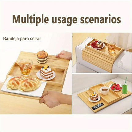 Sofa Armrest Foldable Tray Organizer Dinner Plate Storage Tray Multi-purpose.