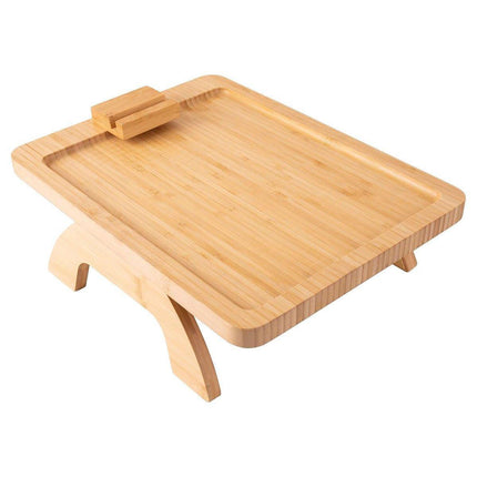 Wooden Lazy Sofa Tray Rotating With Mobile Phone Tablet Holder Plate Breakfast Snack Foldable.
