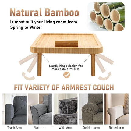 Wooden Lazy Sofa Tray Rotating With Mobile Phone Tablet Holder Plate Breakfast Snack Foldable.