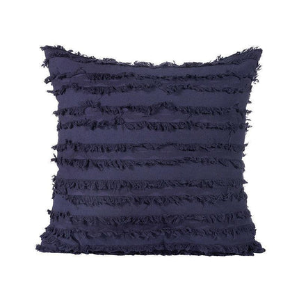 Boho Tassel Fringe Striped Cushion Cover Soft Home Decor Sofa Throw Pillow Case - Black.