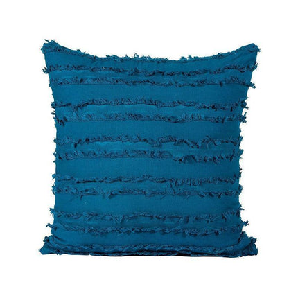 Boho Tassel Fringe Striped Cushion Cover Soft Home Decor Sofa Throw Pillow Case - Navy.