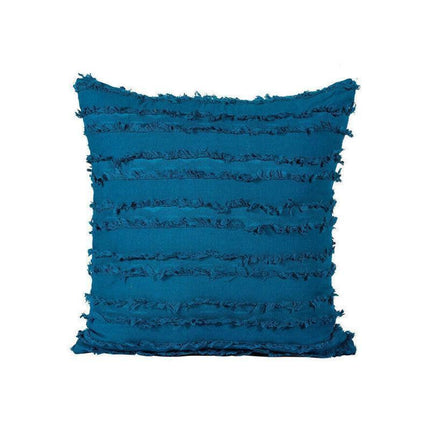Boho Tassel Fringe Striped Cushion Cover Soft Home Decor Sofa Throw Pillow Case - White.