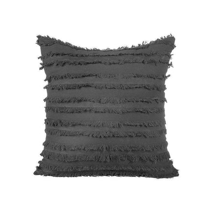 Boho Tassel Fringe Striped Cushion Cover Soft Home Decor Sofa Throw Pillow Case - White.