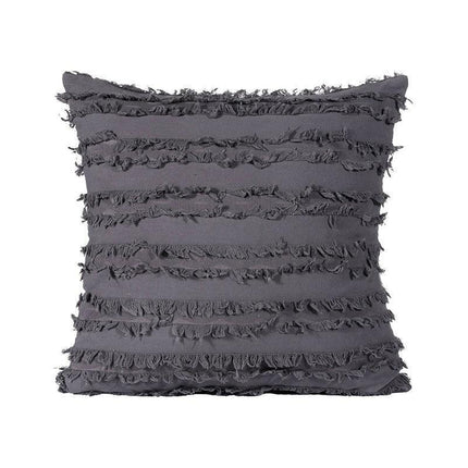 Boho Tassel Fringe Striped Cushion Cover Soft Home Decor Sofa Throw Pillow Case - White.
