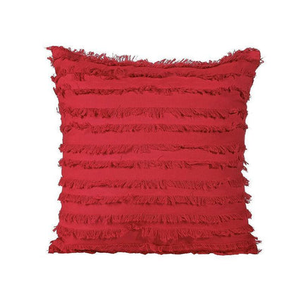 Boho Tassel Fringe Striped Cushion Cover Soft Home Decor Sofa Throw Pillow Case - White.