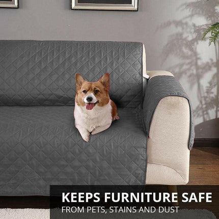 130X195cm Seater Pet Sofa Protector Cover Quilted Couch Covers Lounge Slipcover - Grey.