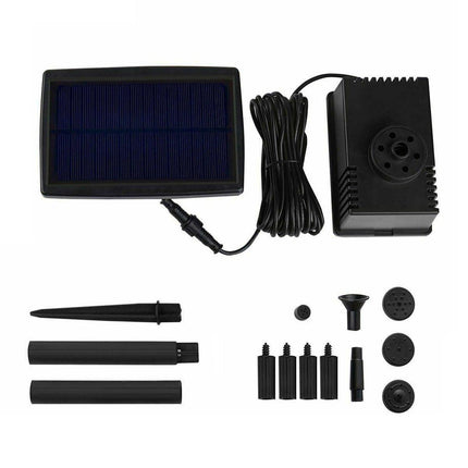 Solar Powered Water Fountain Pump Garden Pond Submersible Filter Fish Tank Kit.