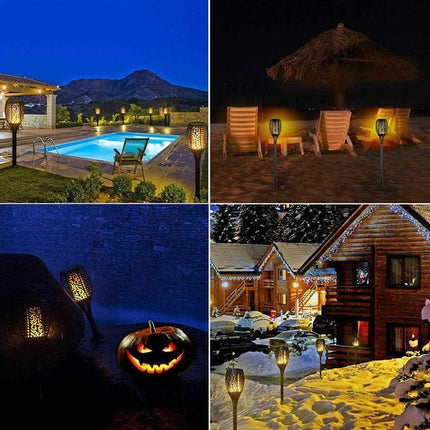 4pcs LED Solar Flickering Flame Torch Lights Outdoor Garden Path Landscape Lamps.