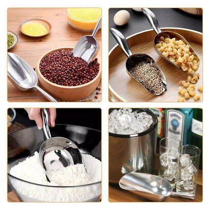 4 Sizes Aluminum Alloy Ice Shovel Flour Rice Scoop Multipurpose Kitchen Tool - L.