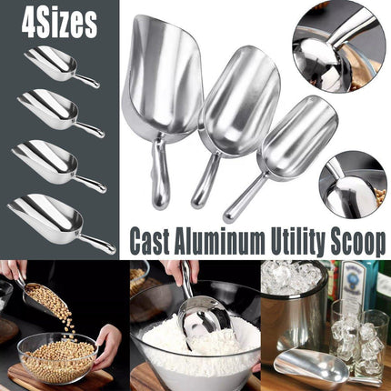 4 Sizes Aluminum Alloy Ice Shovel Flour Rice Scoop Multipurpose Kitchen Tool - S.