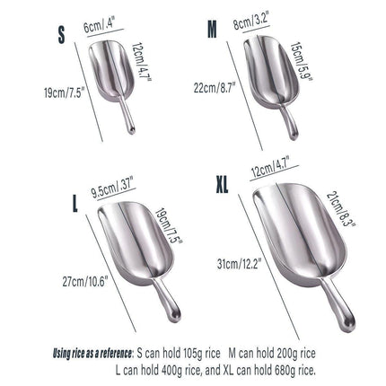 4 Sizes Aluminum Alloy Ice Shovel Flour Rice Scoop Multipurpose Kitchen Tool - S.