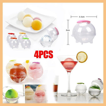 4Pcs Large Ice Ball Maker Big Silicone Mold Sphere Whiskey Round Mould Diy 5Cmau.