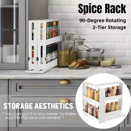 Rotating Spice Rack Kitchen Organizer Food Storage Rack Spice Organizer Stand.