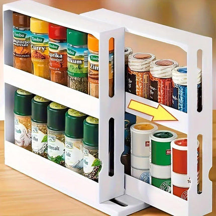 Rotating Spice Rack Kitchen Organizer Food Storage Rack Spice Organizer Stand.