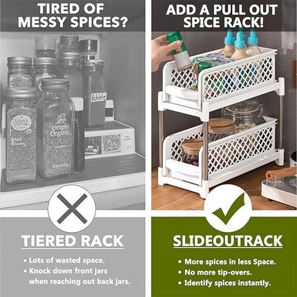 Bathroom Kitchen Sink Storage Rack Drawer Plastic Shelf Seasoning Holder - Grey.