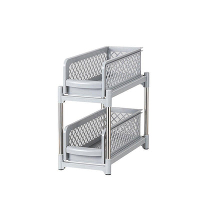 Bathroom Kitchen Sink Storage Rack Drawer Plastic Shelf Seasoning Holder - White.